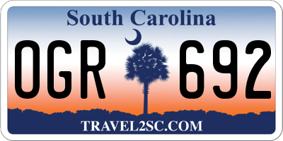 SC license plate OGR692