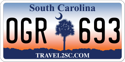 SC license plate OGR693