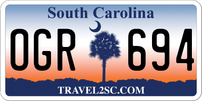 SC license plate OGR694