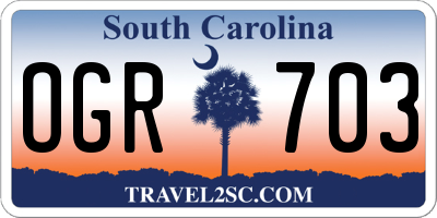 SC license plate OGR703