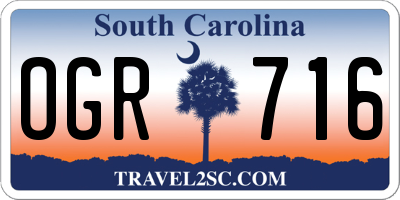 SC license plate OGR716