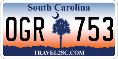 SC license plate OGR753