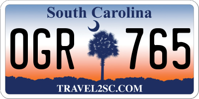 SC license plate OGR765