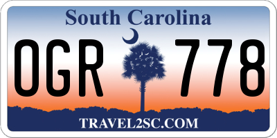 SC license plate OGR778