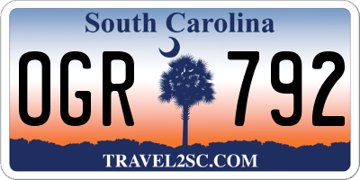 SC license plate OGR792