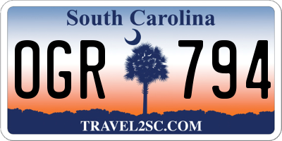 SC license plate OGR794