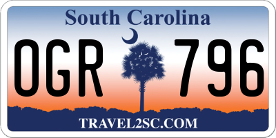 SC license plate OGR796