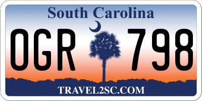 SC license plate OGR798