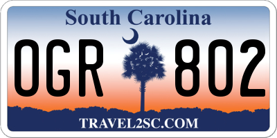 SC license plate OGR802