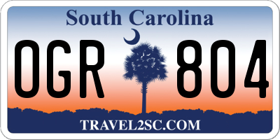 SC license plate OGR804