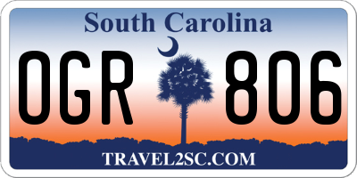 SC license plate OGR806