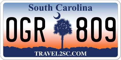 SC license plate OGR809