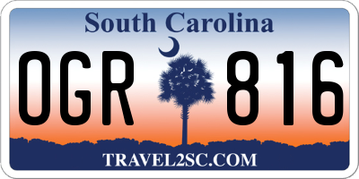 SC license plate OGR816