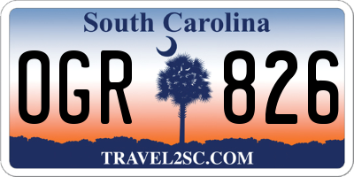 SC license plate OGR826