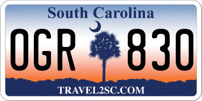 SC license plate OGR830