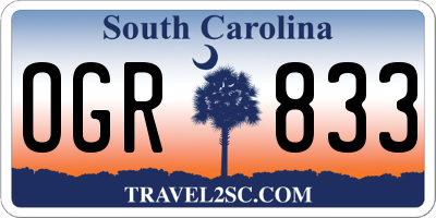 SC license plate OGR833