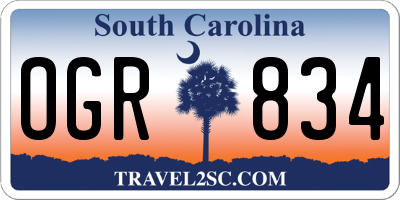 SC license plate OGR834
