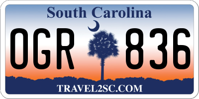SC license plate OGR836