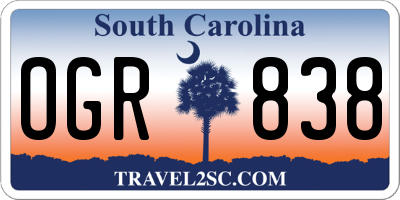 SC license plate OGR838