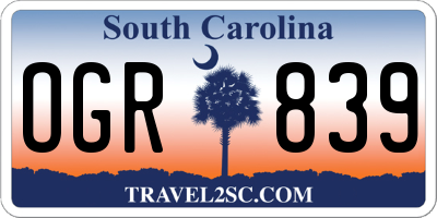 SC license plate OGR839