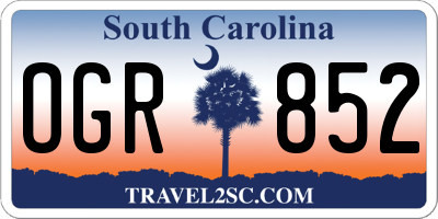 SC license plate OGR852