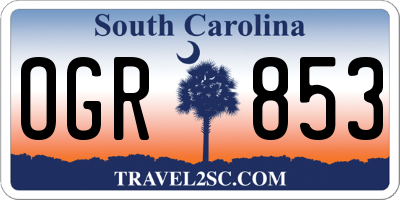 SC license plate OGR853