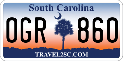 SC license plate OGR860