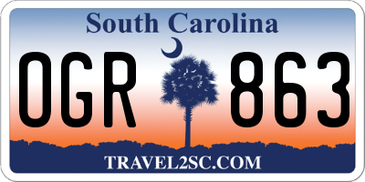 SC license plate OGR863