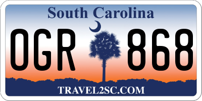 SC license plate OGR868