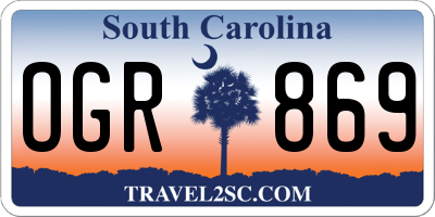 SC license plate OGR869
