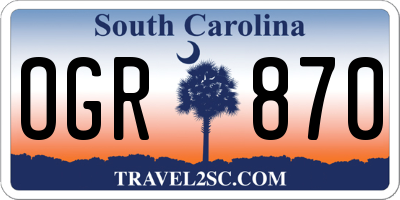 SC license plate OGR870