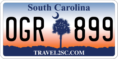 SC license plate OGR899