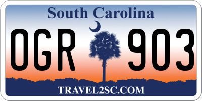 SC license plate OGR903