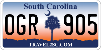 SC license plate OGR905