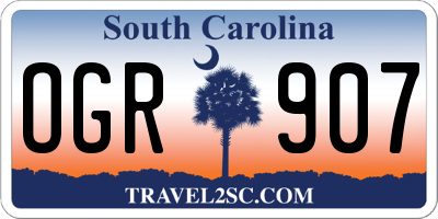 SC license plate OGR907