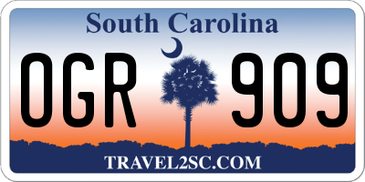 SC license plate OGR909