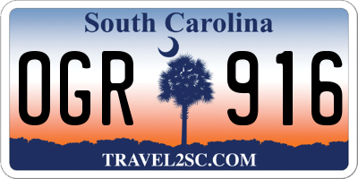 SC license plate OGR916