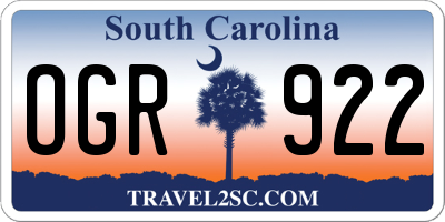 SC license plate OGR922