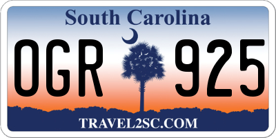 SC license plate OGR925