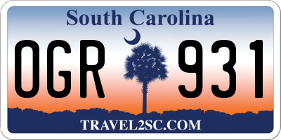 SC license plate OGR931