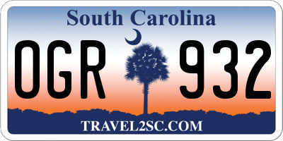 SC license plate OGR932