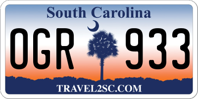 SC license plate OGR933