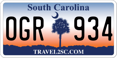 SC license plate OGR934