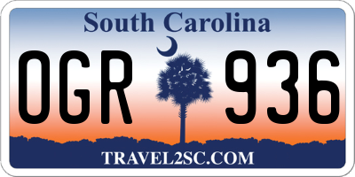 SC license plate OGR936