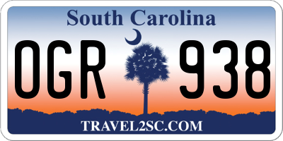 SC license plate OGR938