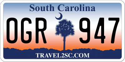 SC license plate OGR947