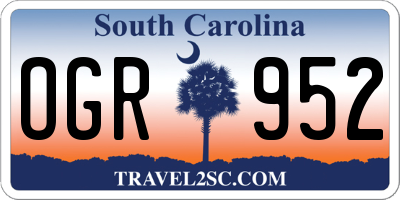 SC license plate OGR952