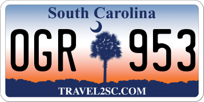 SC license plate OGR953