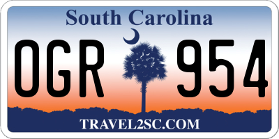 SC license plate OGR954