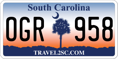 SC license plate OGR958
